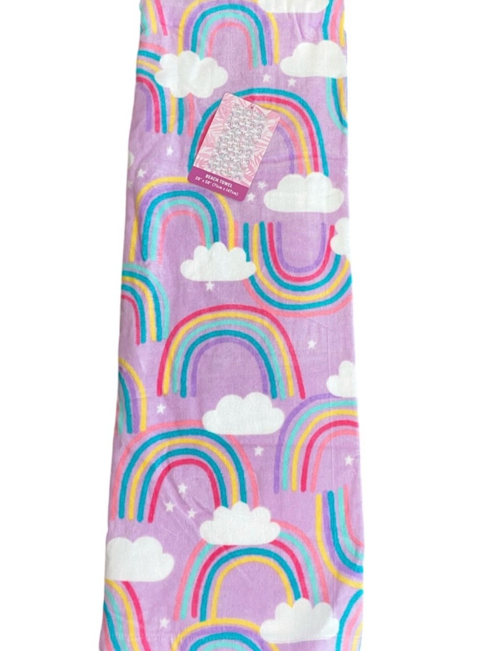 Tommy Bahama Beach Towel Girls Purple Rainbow Kids NWT 28” X 58”